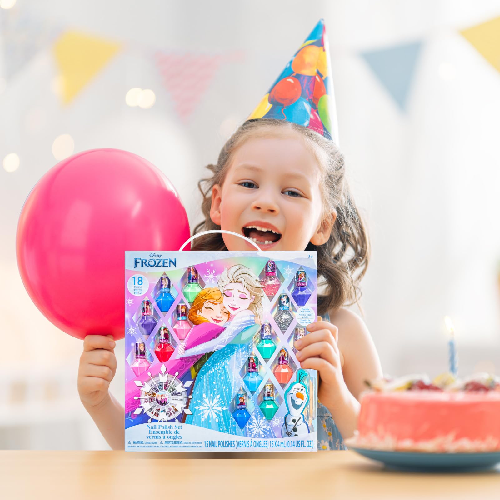 Townley Girl Disney Frozen neon blue shimmer polish creates bold, camera-ready nails for sleepovers.