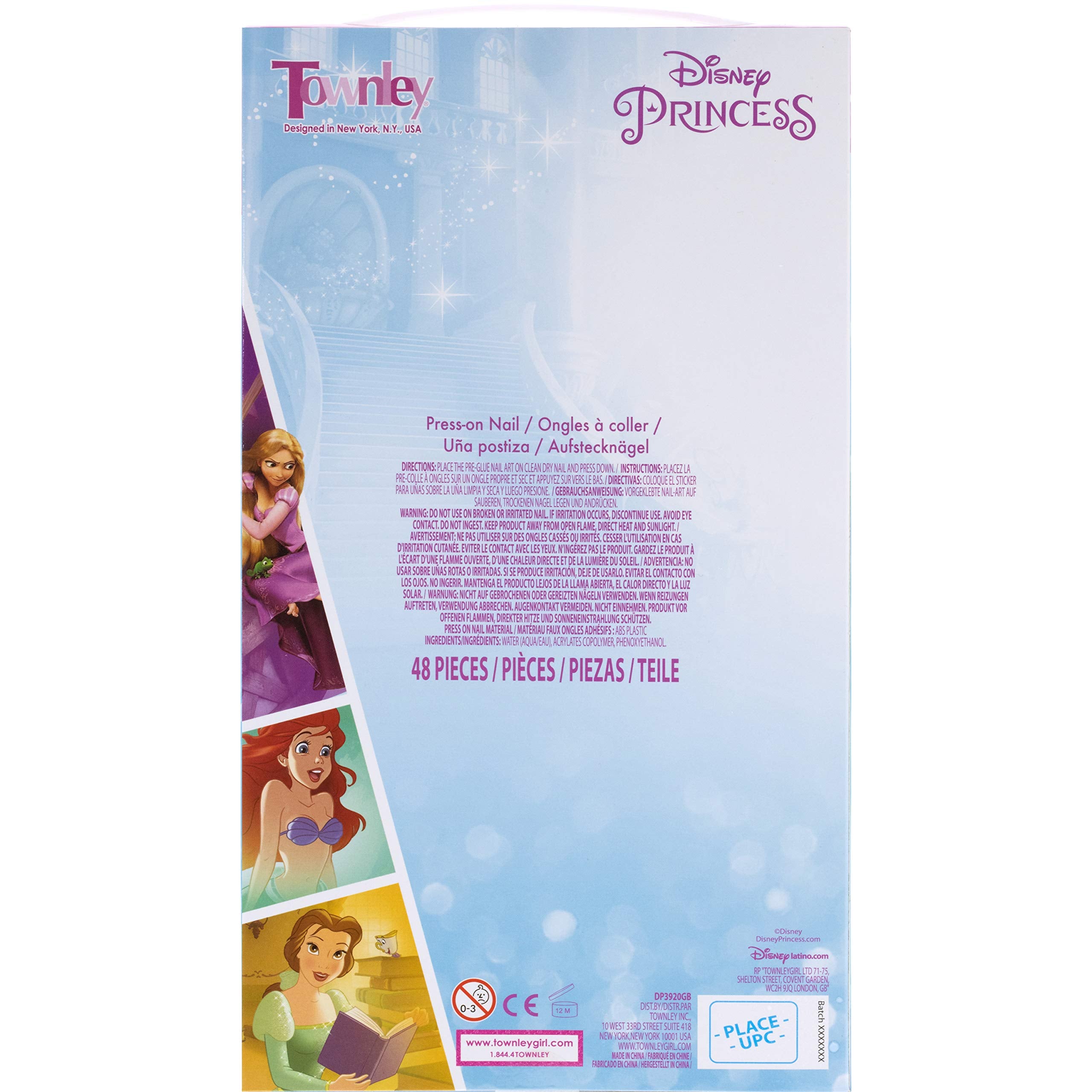 Townley Girl Disney Princess nails packaging shot emphasizes value with 48-piece set