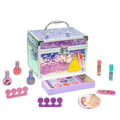 Townley Girl Disney Princess Train Case front view showing compact vanity for kids' makeup play