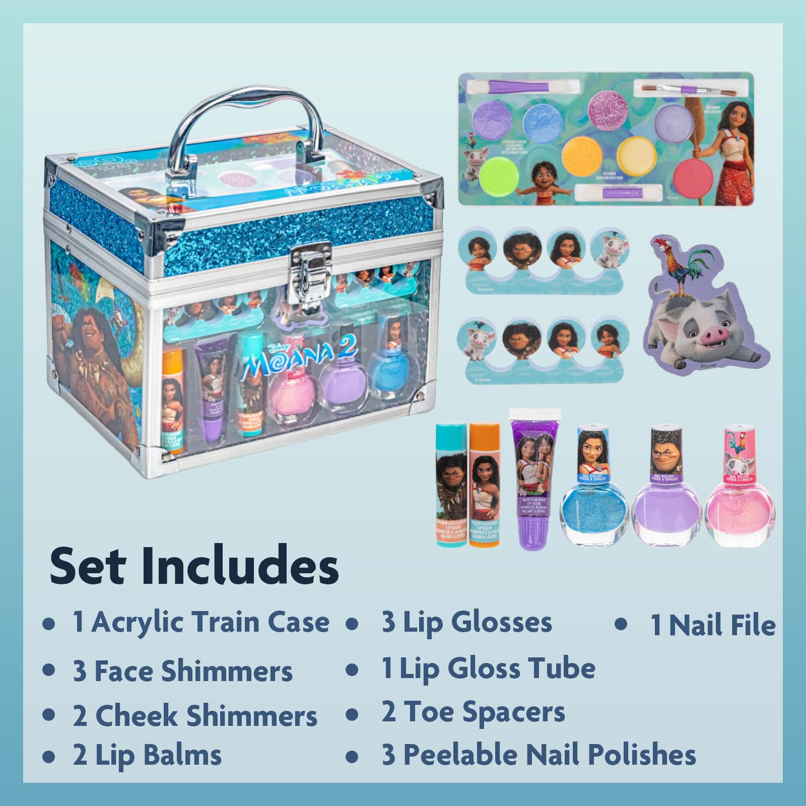 Townley Girl Moana nail polish purple confetti for sparkly kid-friendly manicures