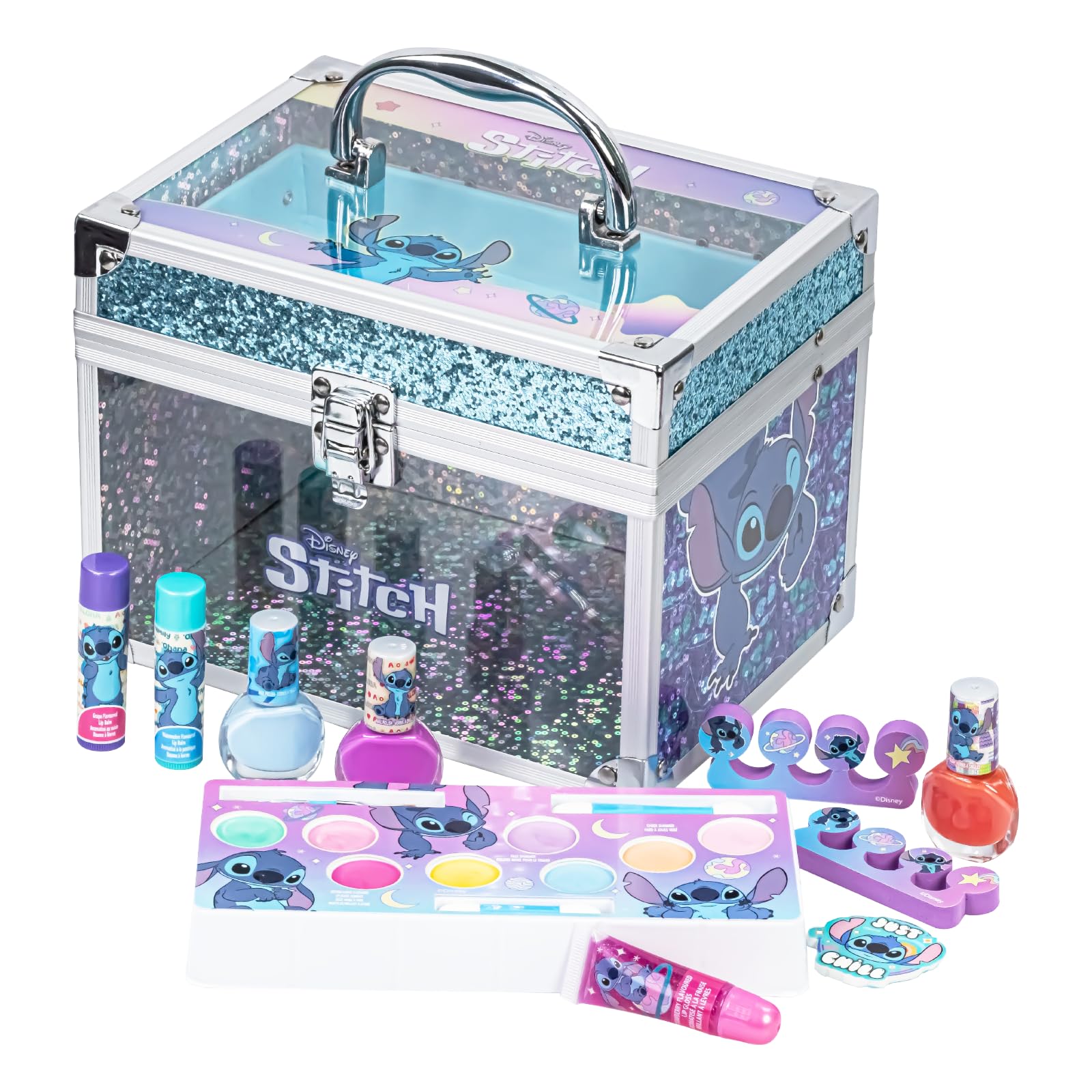 Townley Girl Stitch Train Case nail polishes with bubble gum scent for playful manicures