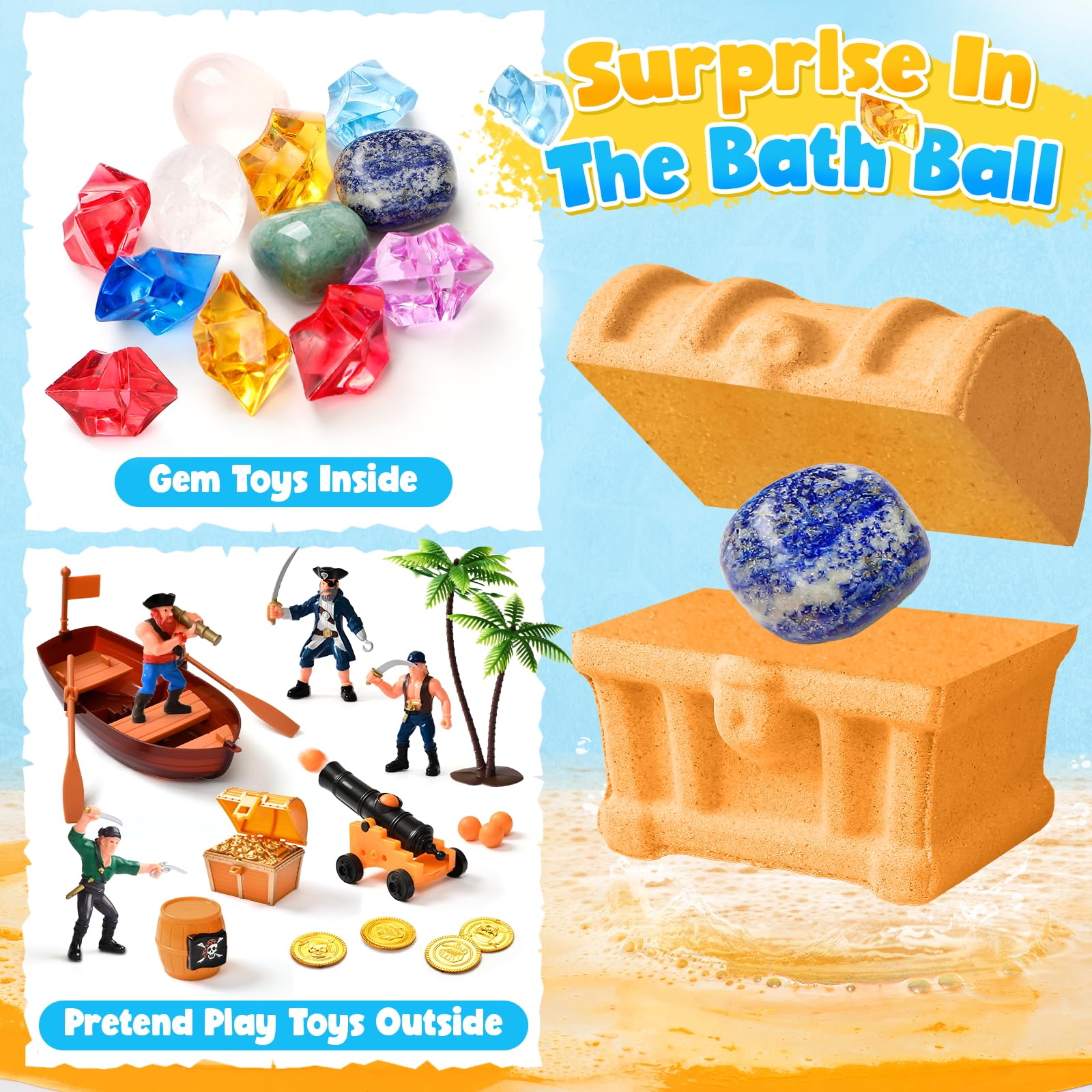 Toylink diving gems inside bombs showing hidden crystals for treasure-dive pretend play.