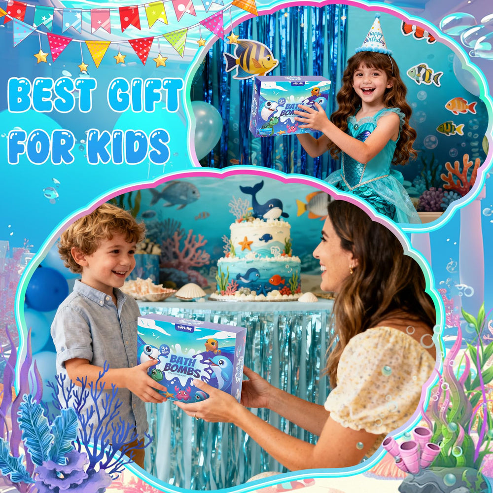 Toylink Ocean Bath Bombs gift-pack packaging makes kids' gifts exciting.