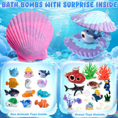 Toylink Ocean Bath Bombs shell design close-up shows colorful fizz.