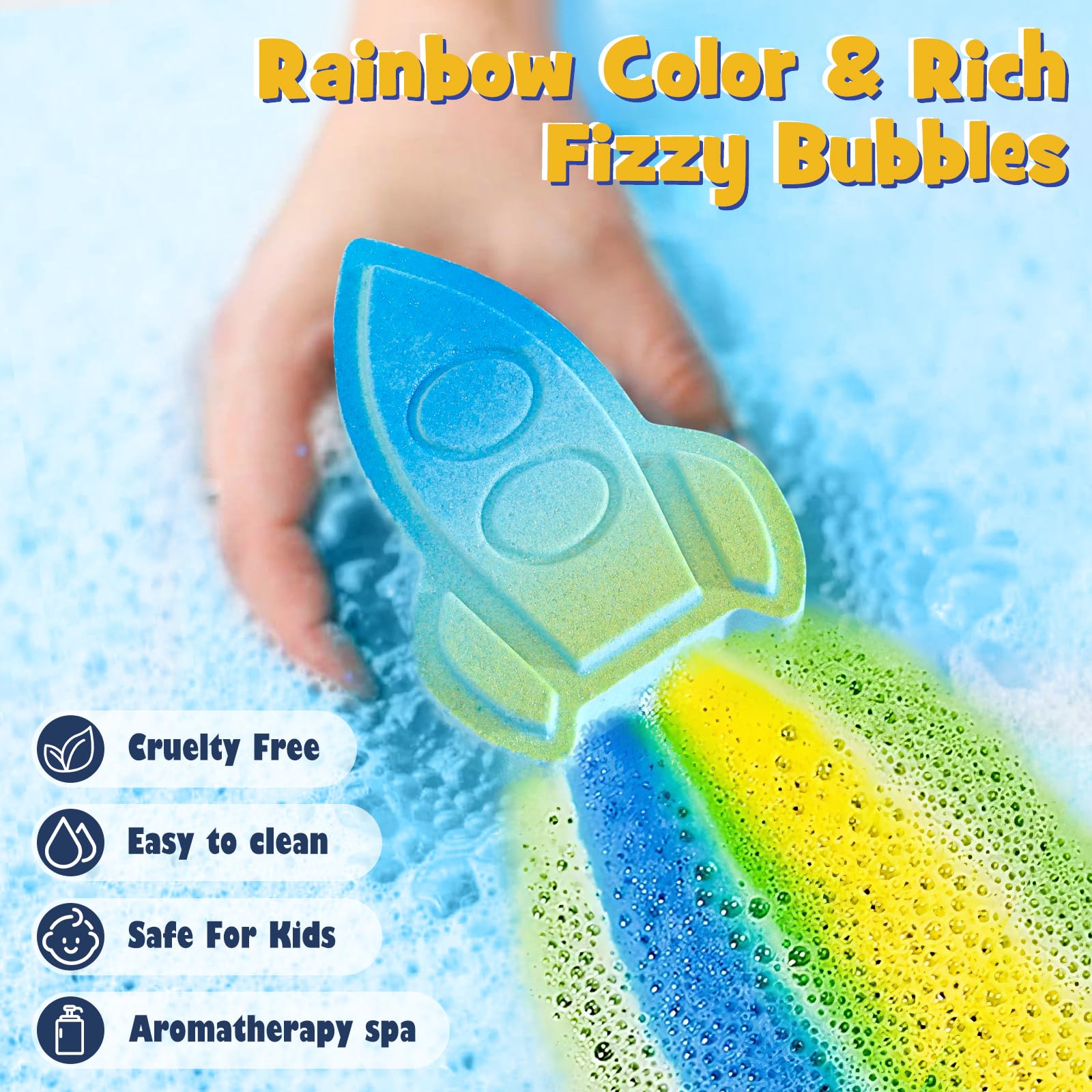 Toylink space bath bombs fizz and color water for exciting sensory moments.