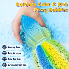 Toylink space bath bombs fizz and color water for exciting sensory moments.