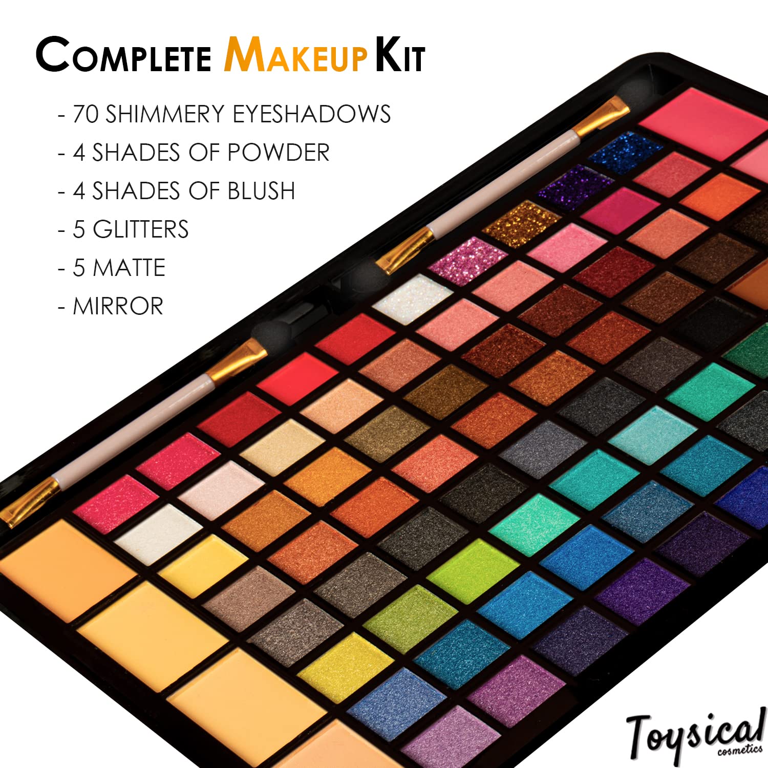 Toysical All In One Makeup Kit 88-color palette showcased for versatile day-to-night looks.