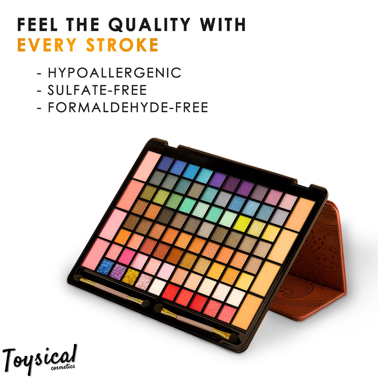 Toysical All In One Makeup Kit coral-pink-gold pattern enhances stylish gift appeal.