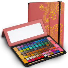 Toysical All In One Makeup Kit leather case open reveals organized makeup for on-the-go use.