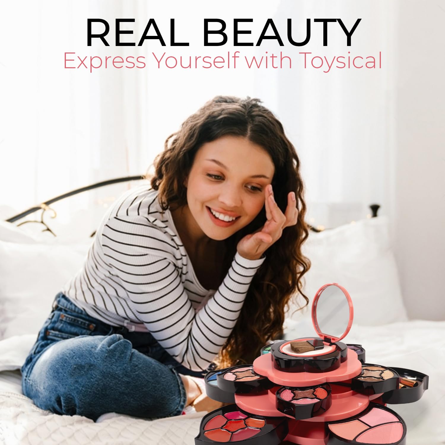 Toysical makeup kit teens beginner-friendly tools and mirror for easy practice