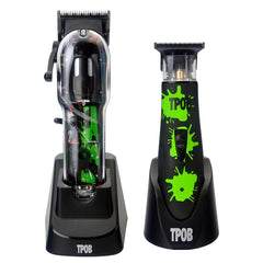 TPOB clipper-trimmer box black front view showing sleek ergonomic grip for precise fades.