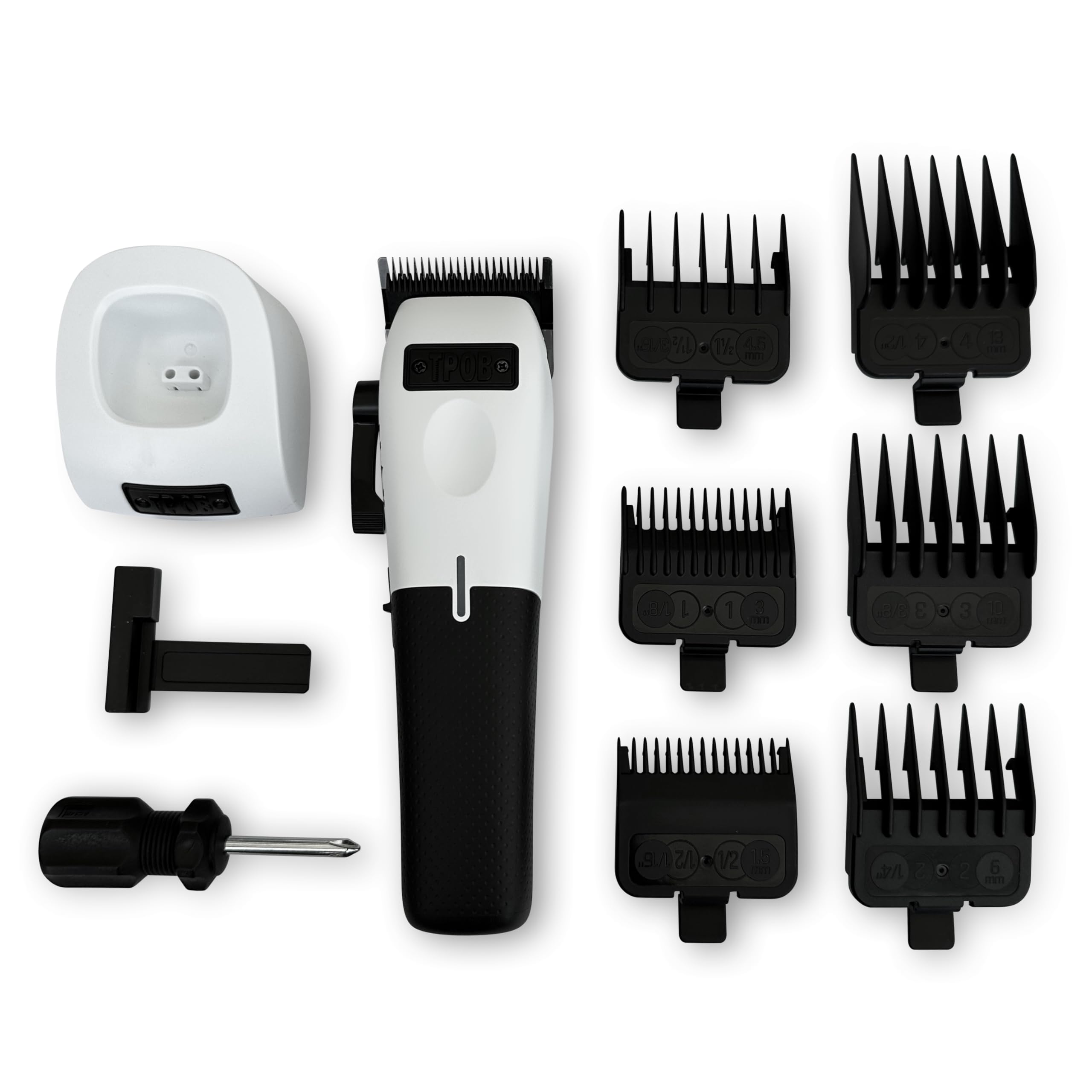 TPOB Play Barber charging base keeps clippers powered and ready.