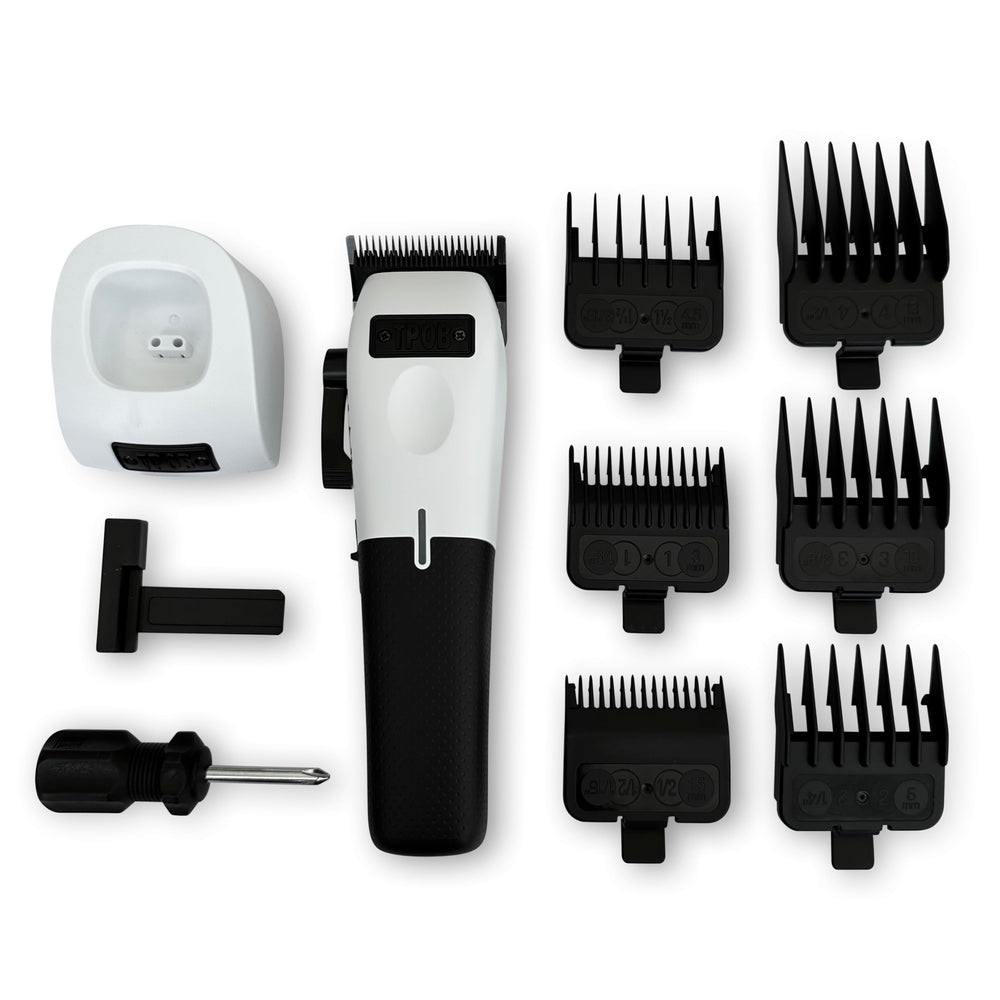 TPOB Play Barber charging base keeps clippers powered and ready.