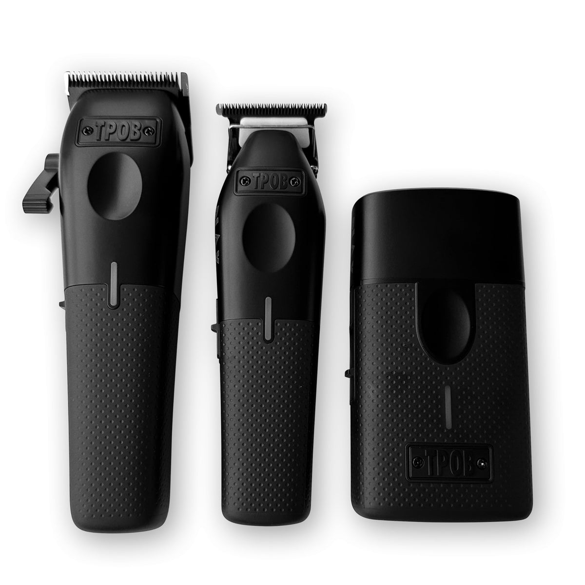 TPOB Play Barber clippers blade closeup showing XO PLAY lubrication for smooth cuts