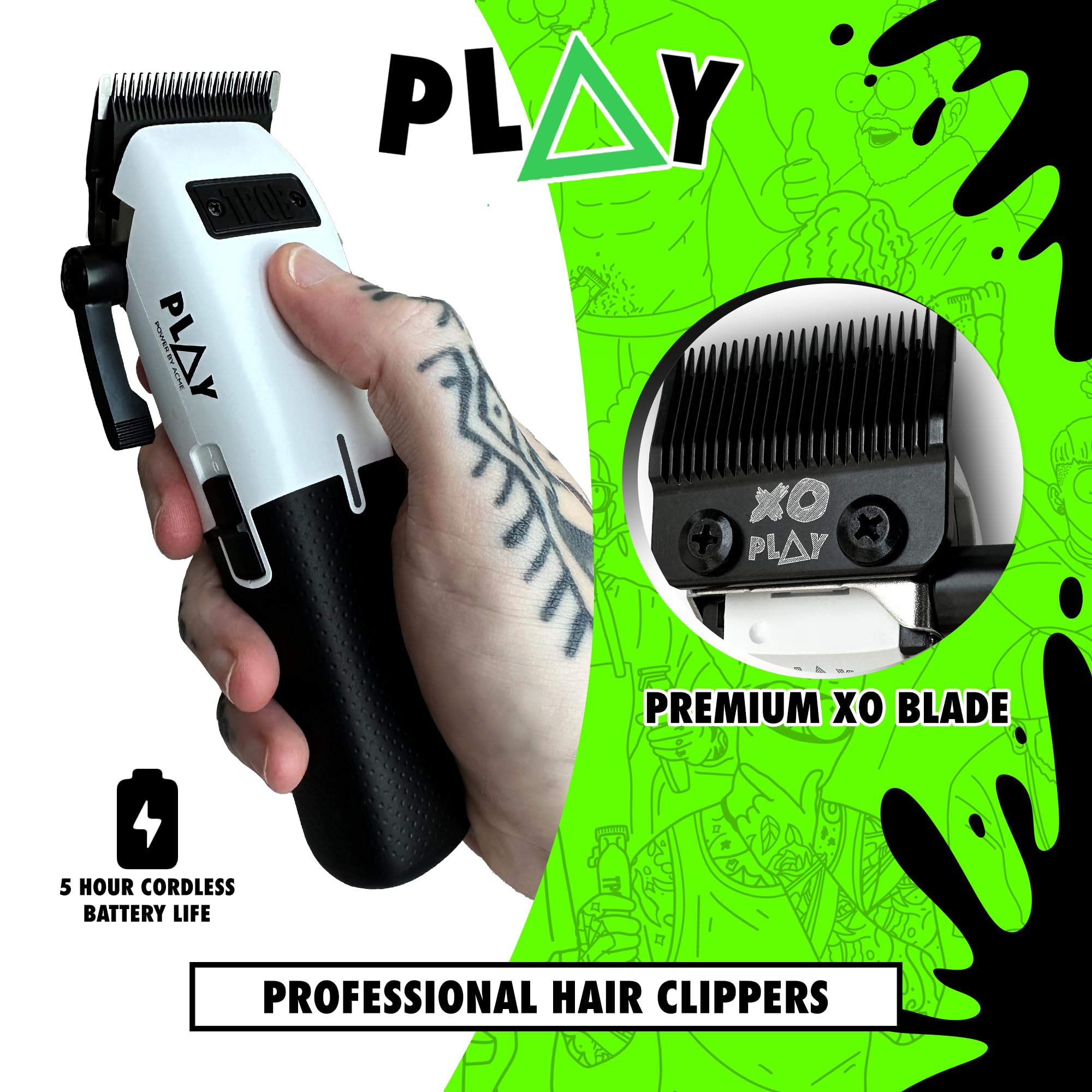 TPOB Play Barber five-click lever extended for precise fades.