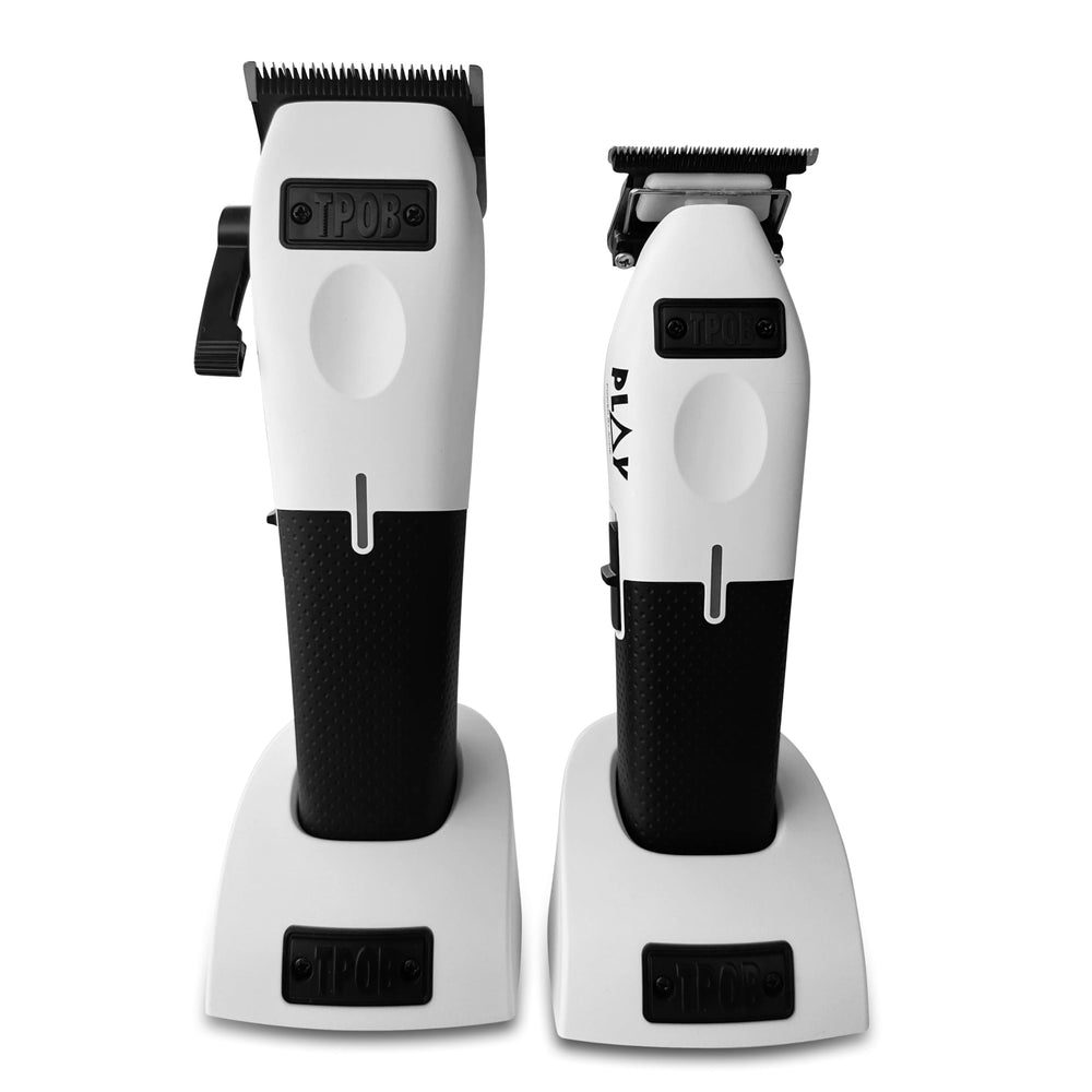 TPOB Play barber clippers front view in white for precise home grooming