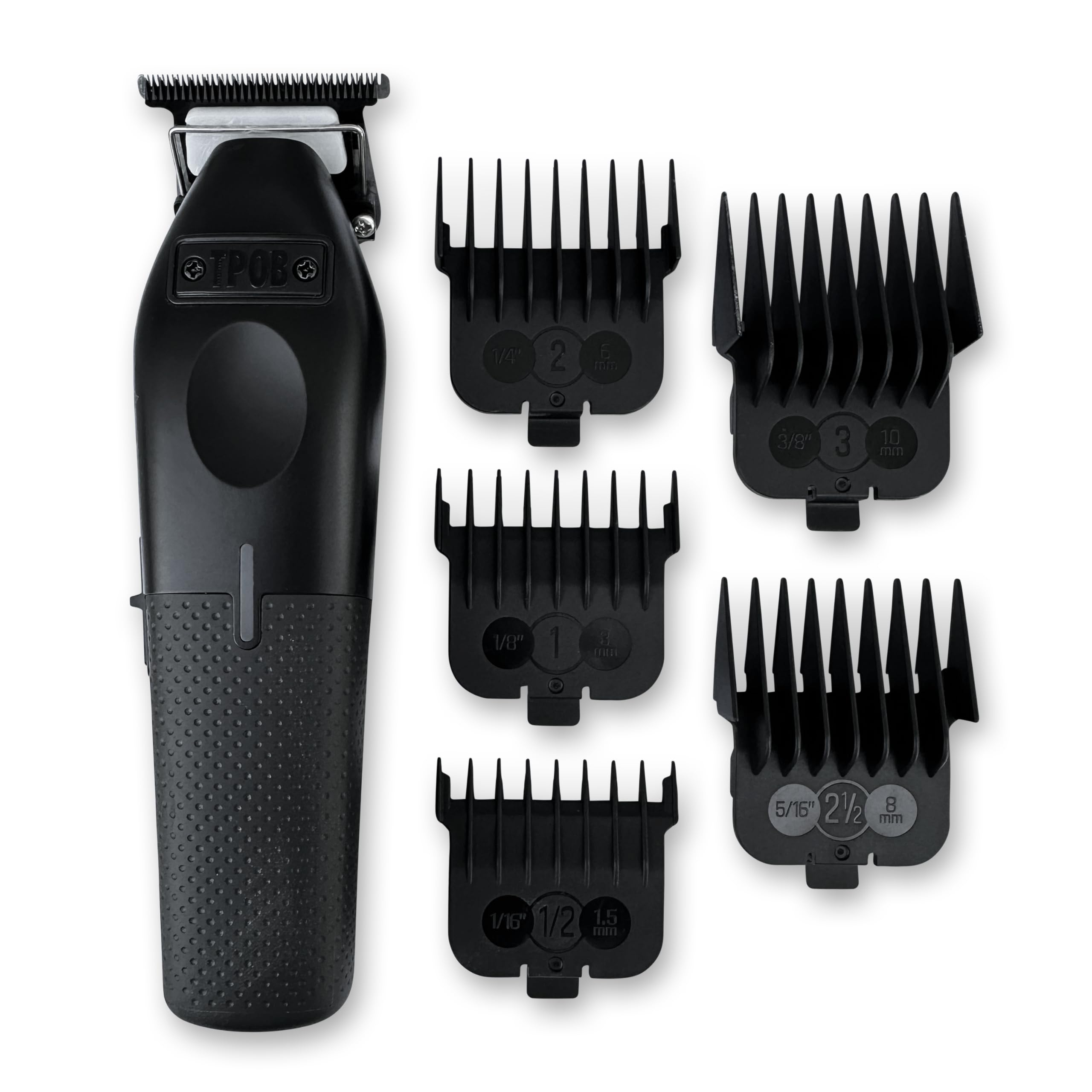 TPOB Play professional barber trimmer in black front view for precise grooming.