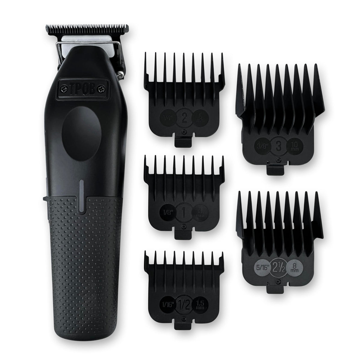 TPOB Play professional barber trimmer in black front view for precise grooming.