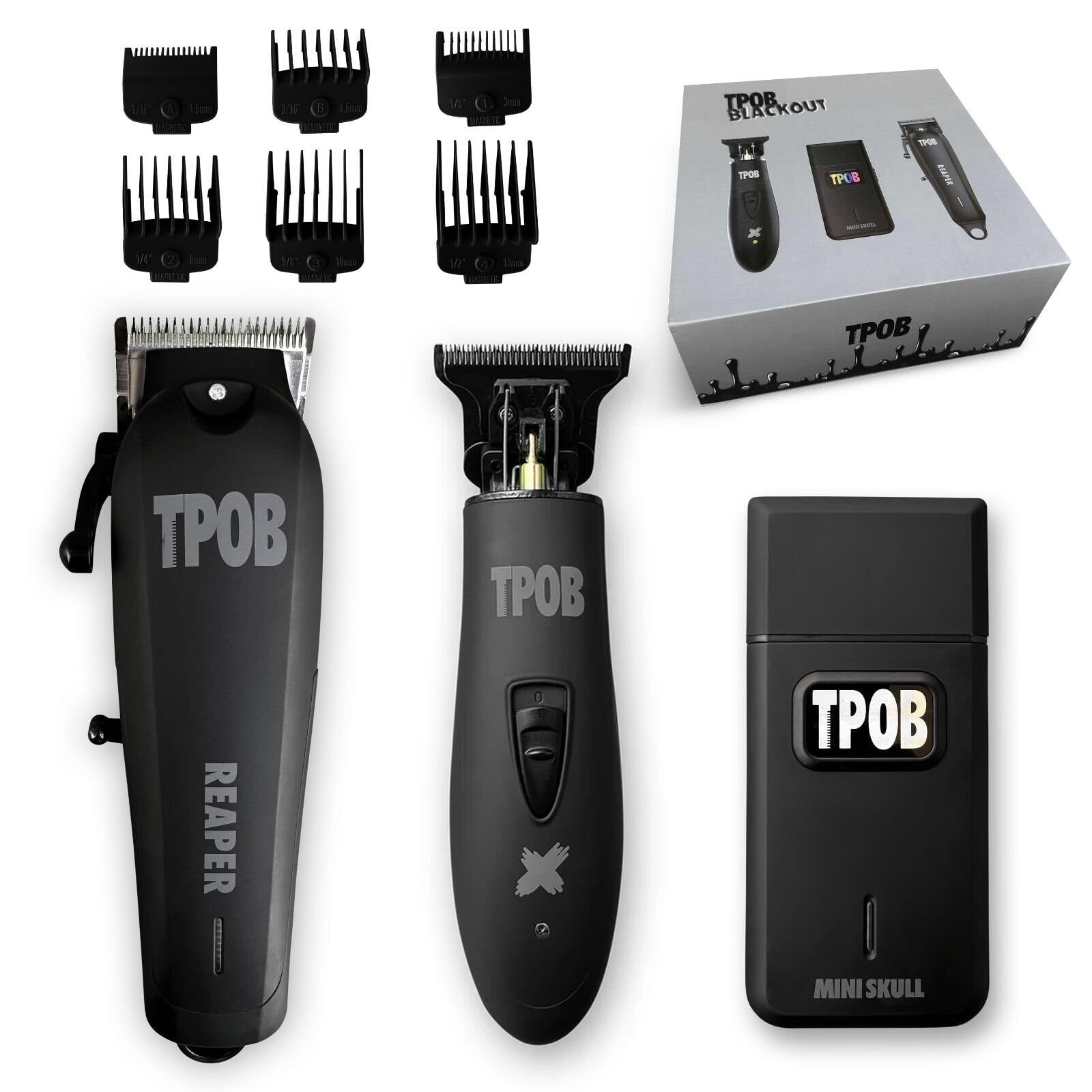 TPOB Slime 2 Black clipper front view for professional fades and sharp finishes