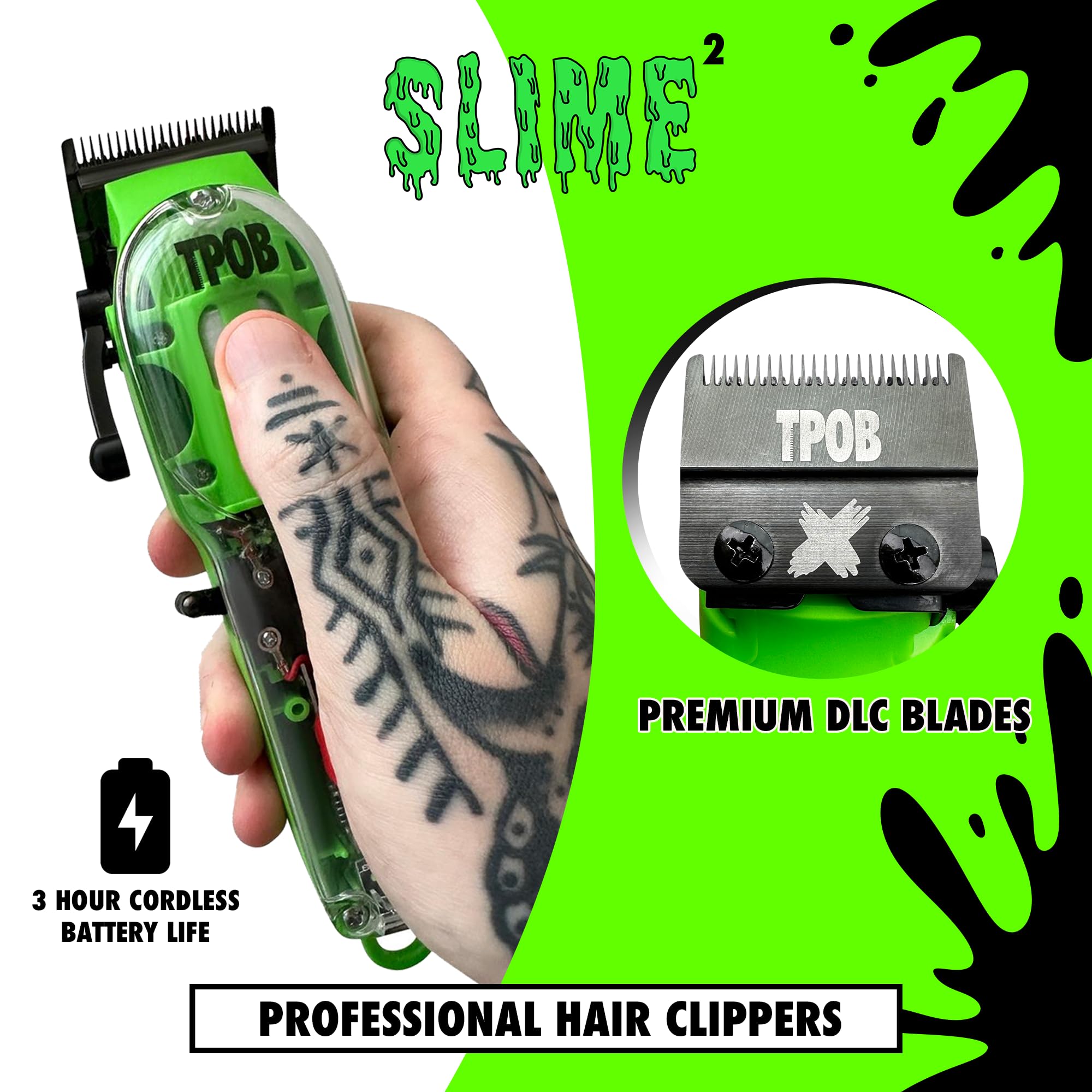 Close-up of TPOB Slime 2 X Fade Blade showing deep teeth for clean fades