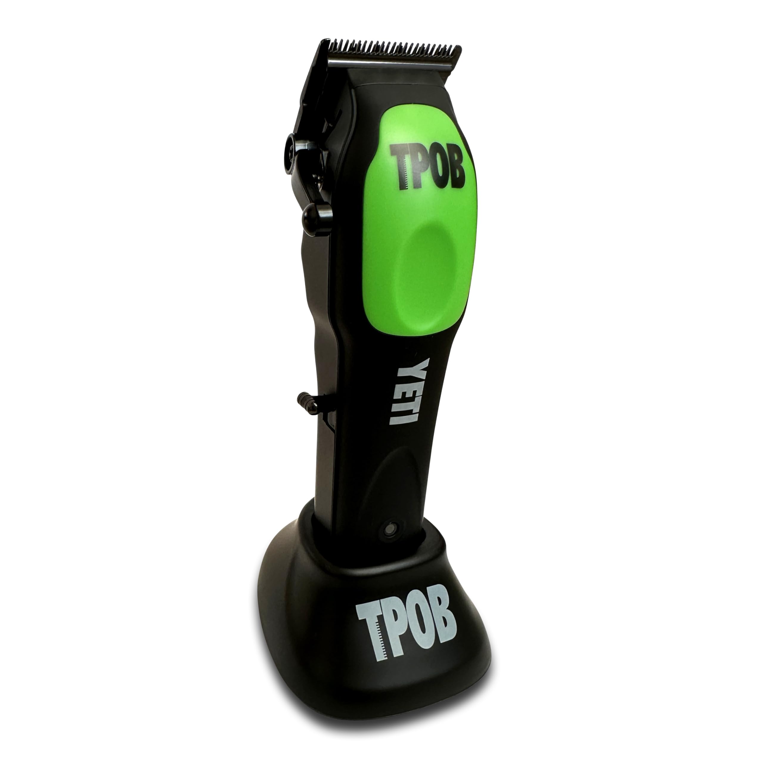 TPOB YETI box content includes guards and charging base for ready-to-use grooming.