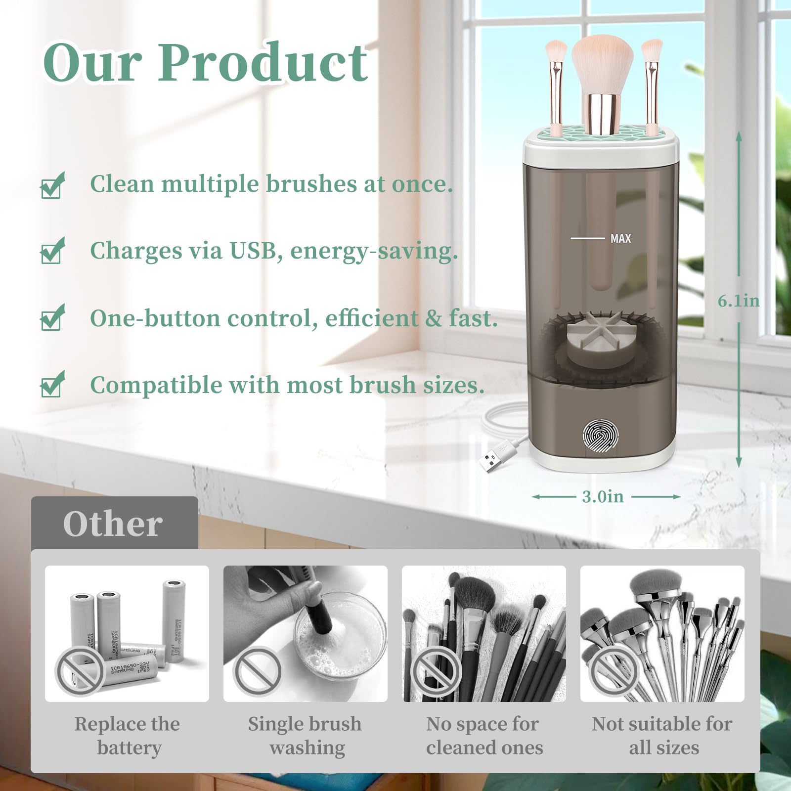 Tpsofy portable-design makeup-brush cleaner enables travel-ready cleaning anywhere.