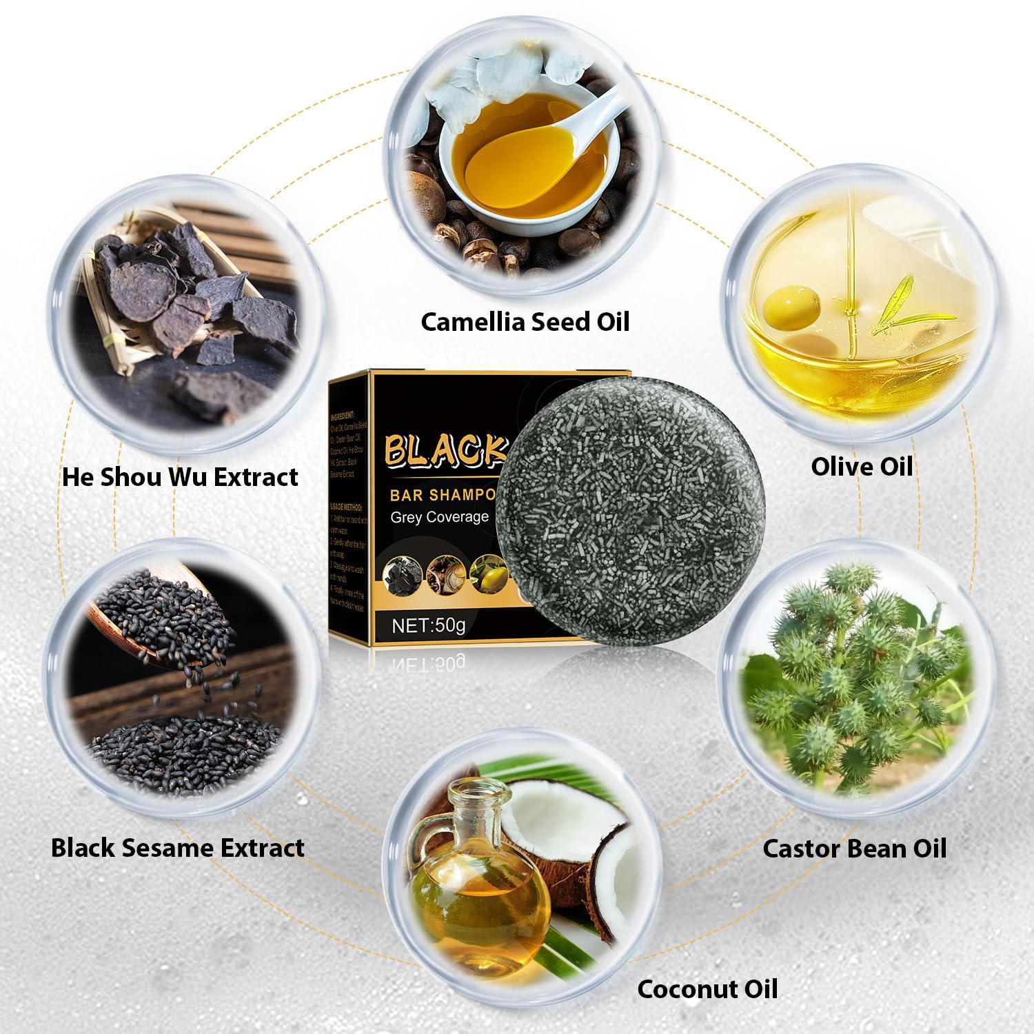 TPTAL Gray Hair Reverse Bar close-up shows organic plant extracts for gentle care.
