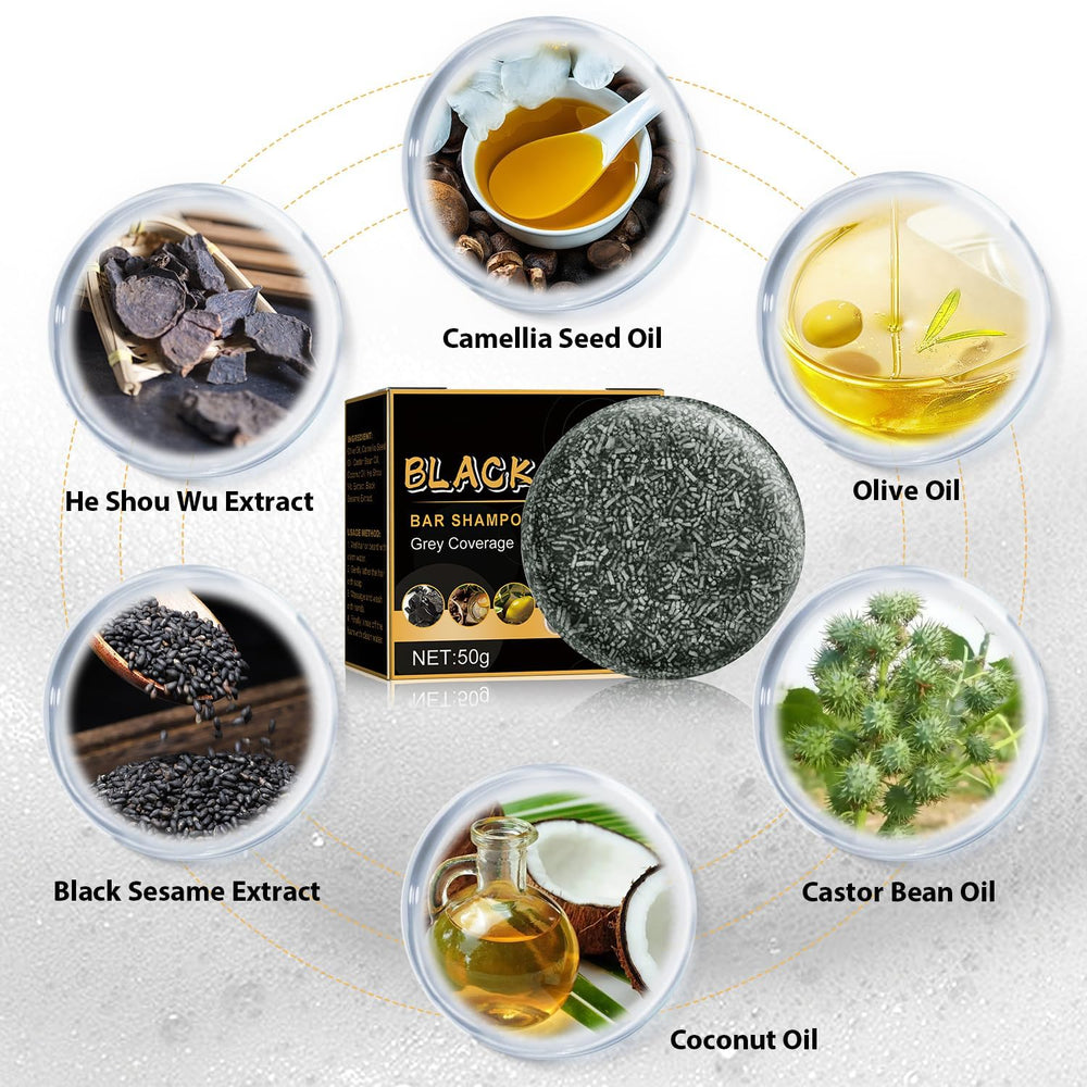TPTAL Gray Hair Reverse Bar close-up shows organic plant extracts for gentle care.