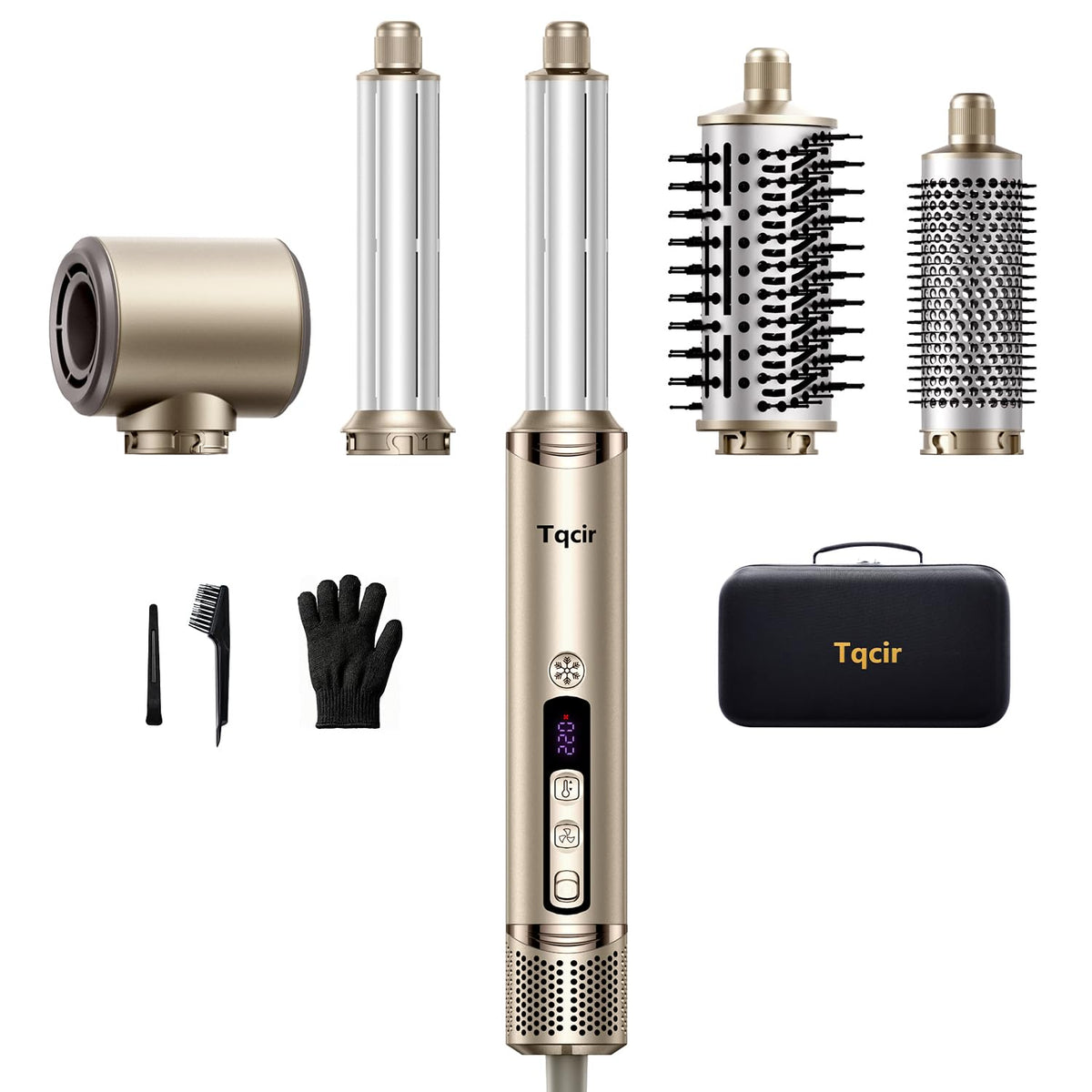 Tqcir 5-in-1 air-styler nozzle close-up for precise drying and smoothing
