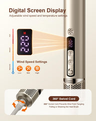 Tqcir temperature-sensor view showing safe heat control during styling