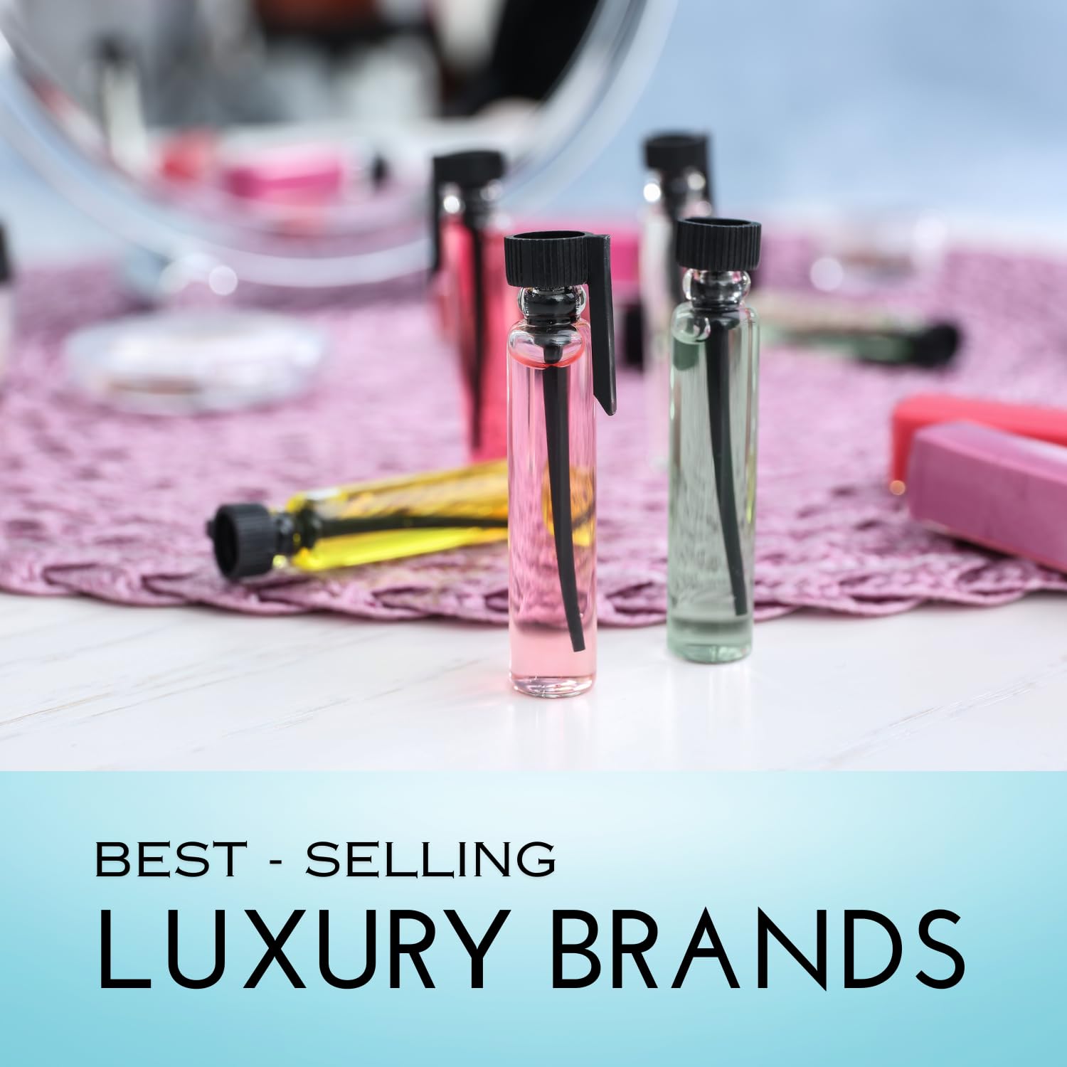 Tradeberry designer-fragrance vials, premium samples for trying new scents at home.