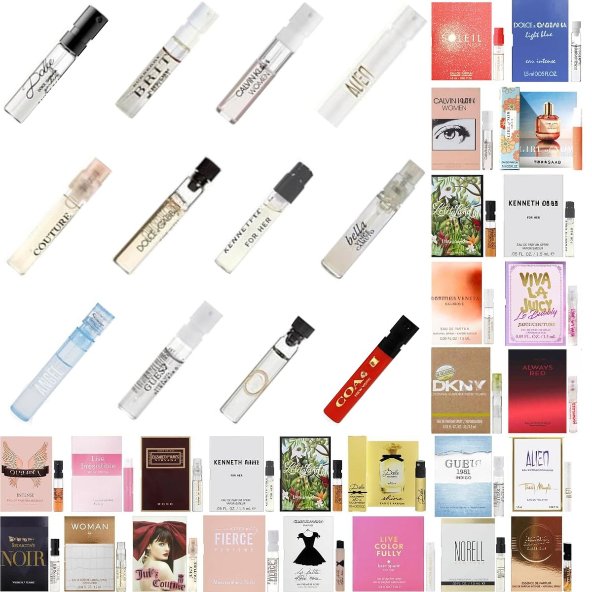 Tradeberry perfume-sample-set close-up vials for travel testing and scent discovery.