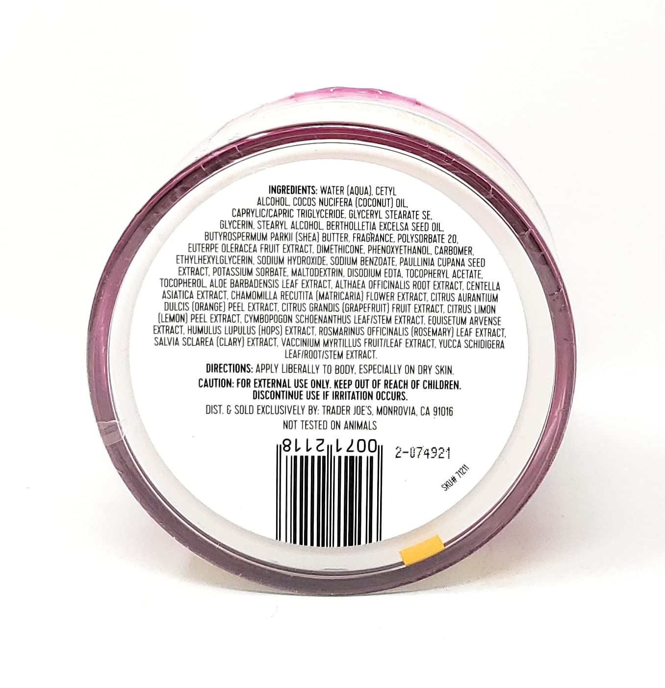 Trader Joe's Brazil Nut Body Butter with Acai extracts, smooth skin potential