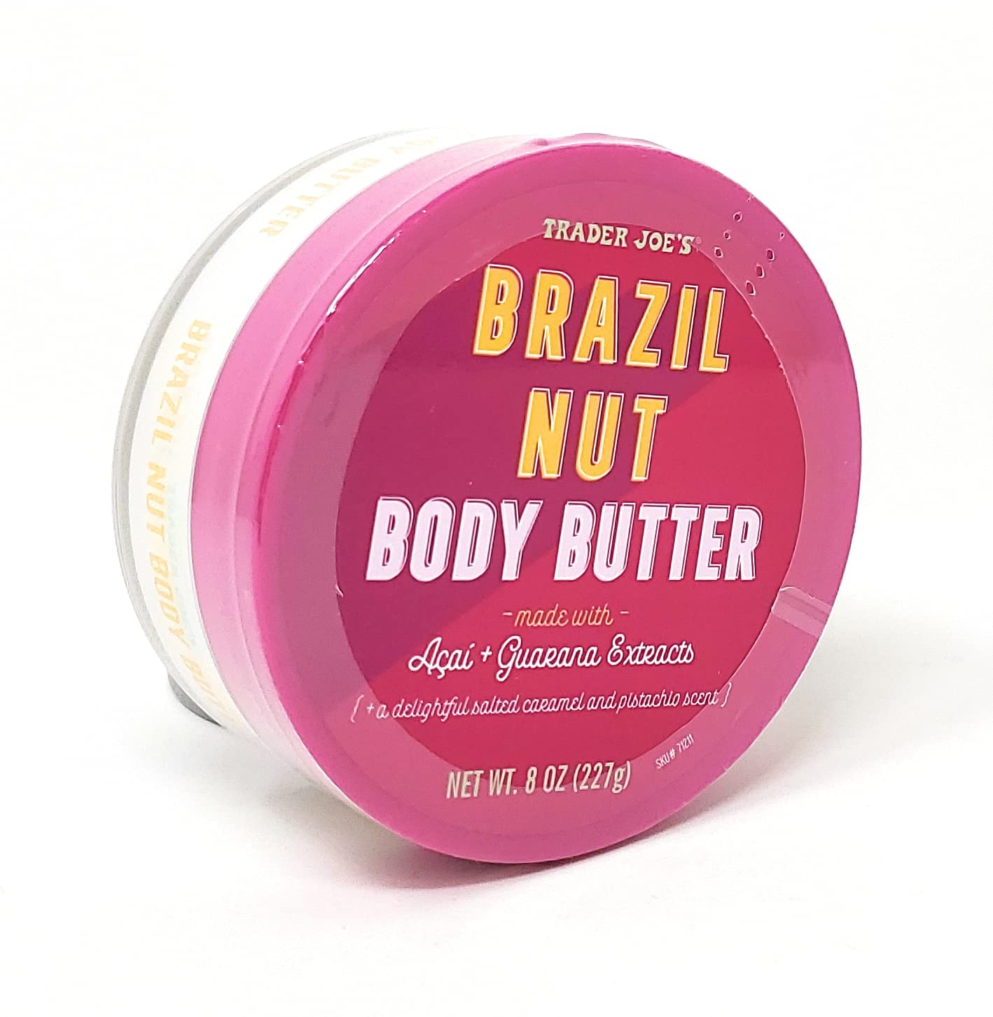 Trader Joe's Brazil Nut Body Butter jar close-up, creamy moisture for dry skin