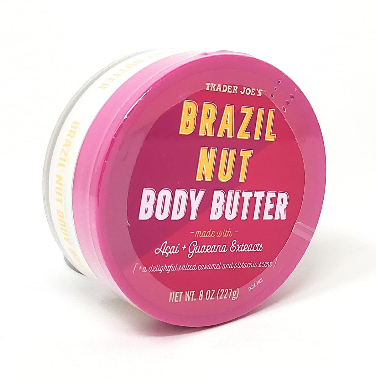 Trader Joe's Brazil Nut Body Butter jar close-up, creamy moisture for dry skin