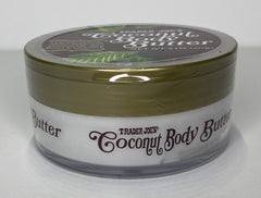 Trader Joe's Coconut Body Butter application scene showing smooth spread on skin.