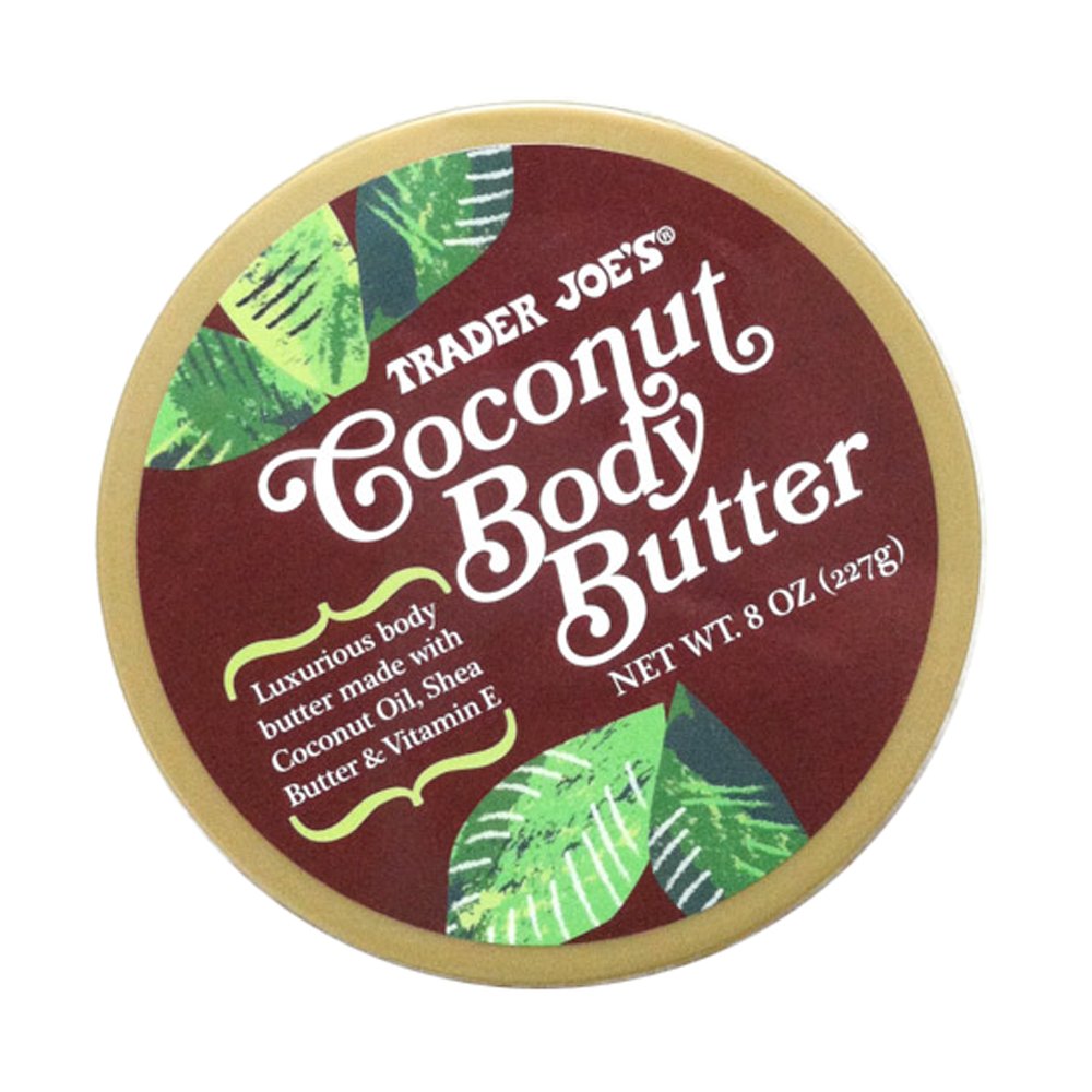 Trader Joe's Coconut Body Butter texture-swirl demonstrates creamy, easy-to-smooth consistency