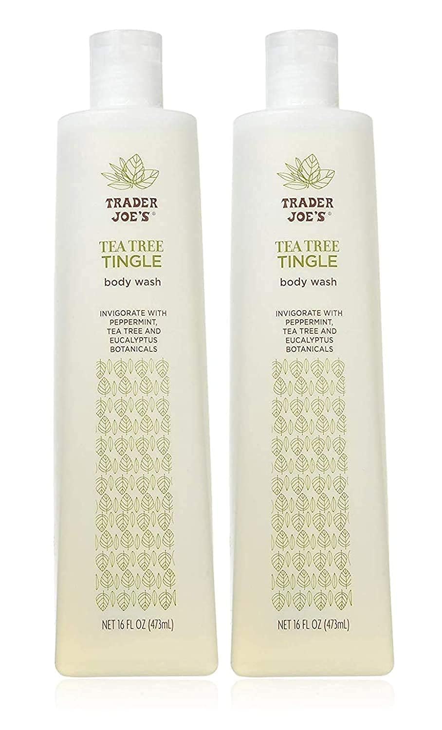 Trader Joe's Tea Tree Tingle body wash bottle with minty scent for daily cleanse