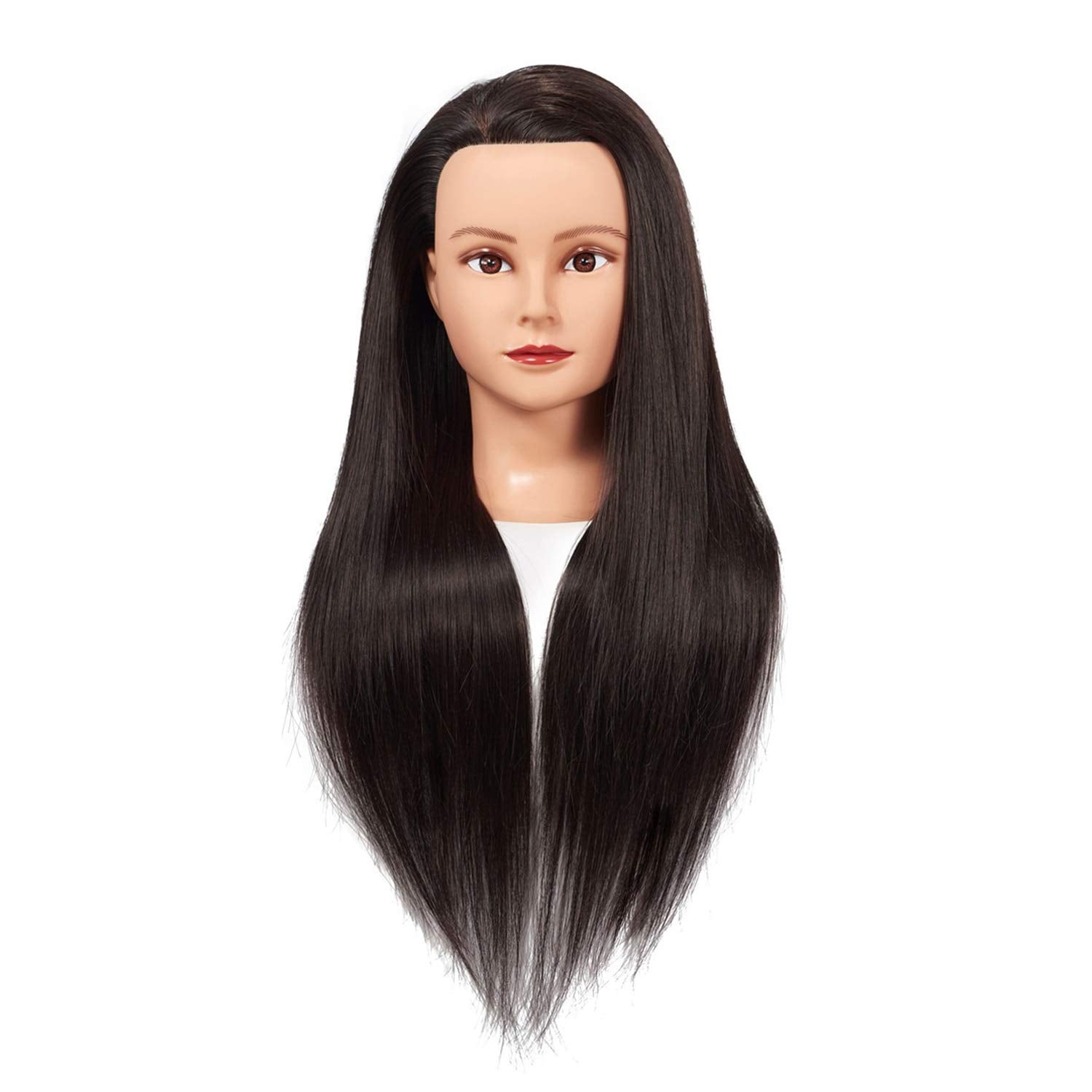 Training Head synthetic fiber close-up shows realistic texture for styling practice.