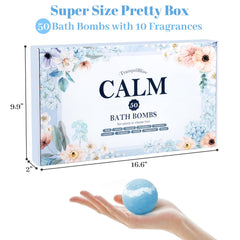 TranquilBliss bath bombs labels showing the 10 scent options for easy selection