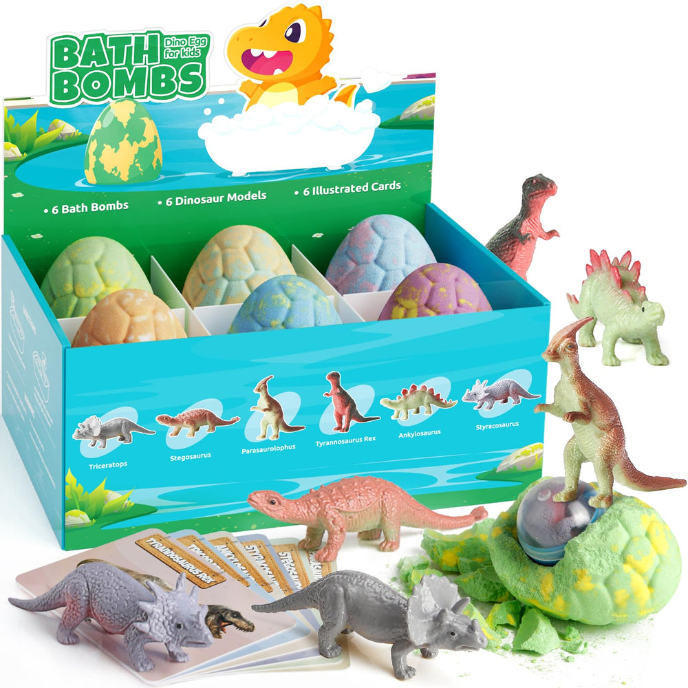 TranquilBliss Dino Egg Bath Bombs box showing the surprise inside.