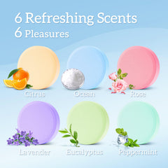 TranquilBliss shower steamer six-scent set shows variety for personalized routine.