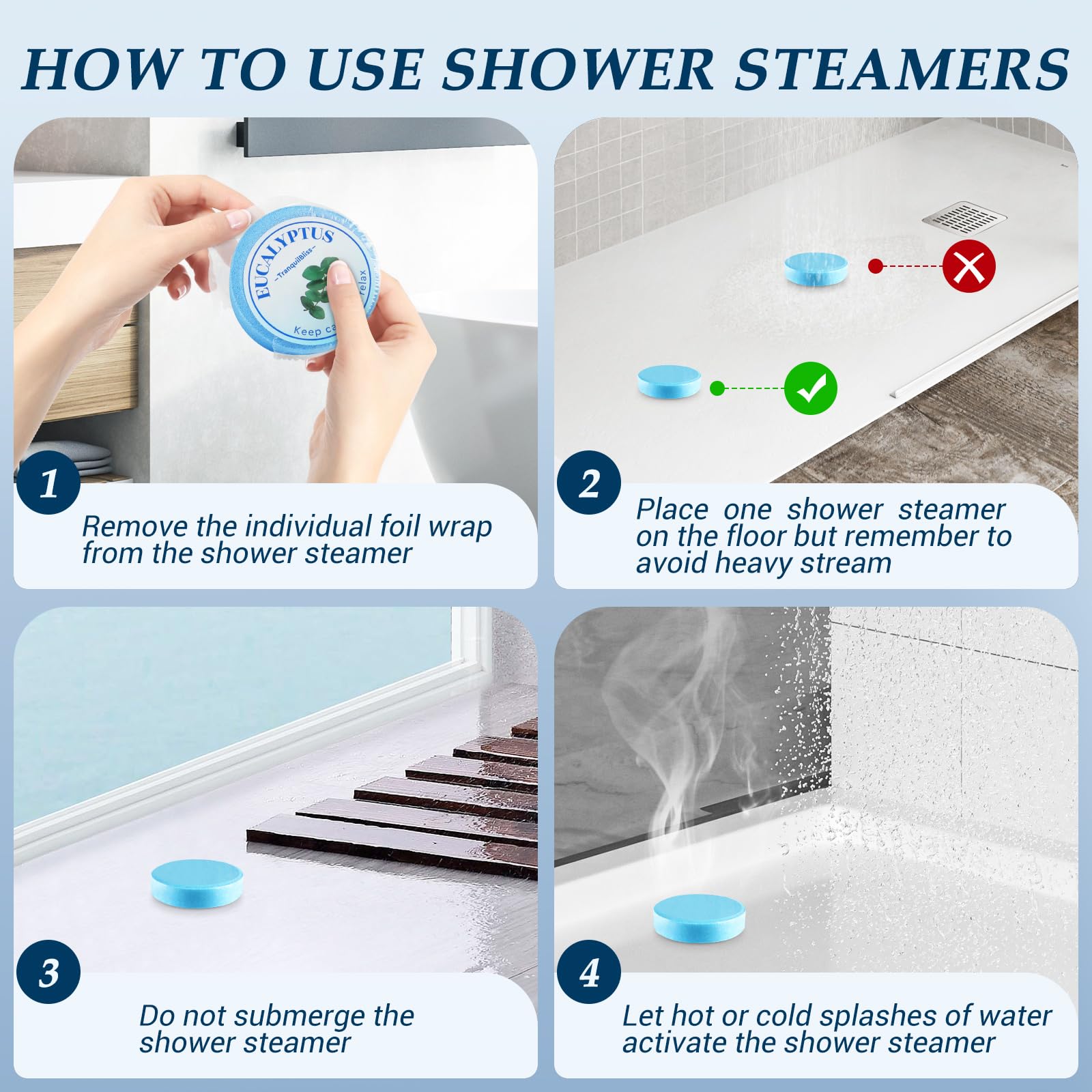 TranquilBliss jasmine shower steamer highlights calming aroma for unwinding