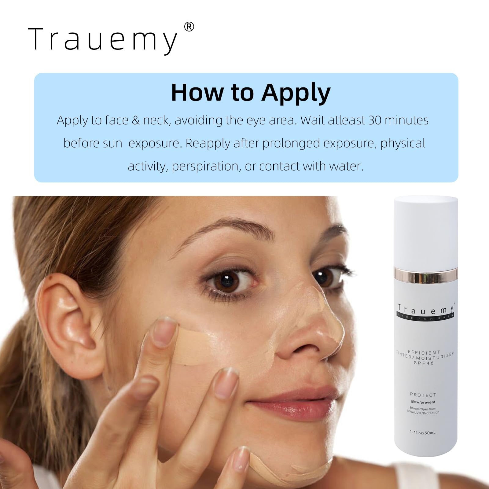 trauemy SPF46 water-resistant sunscreen pump offers durable protection during outdoor activities