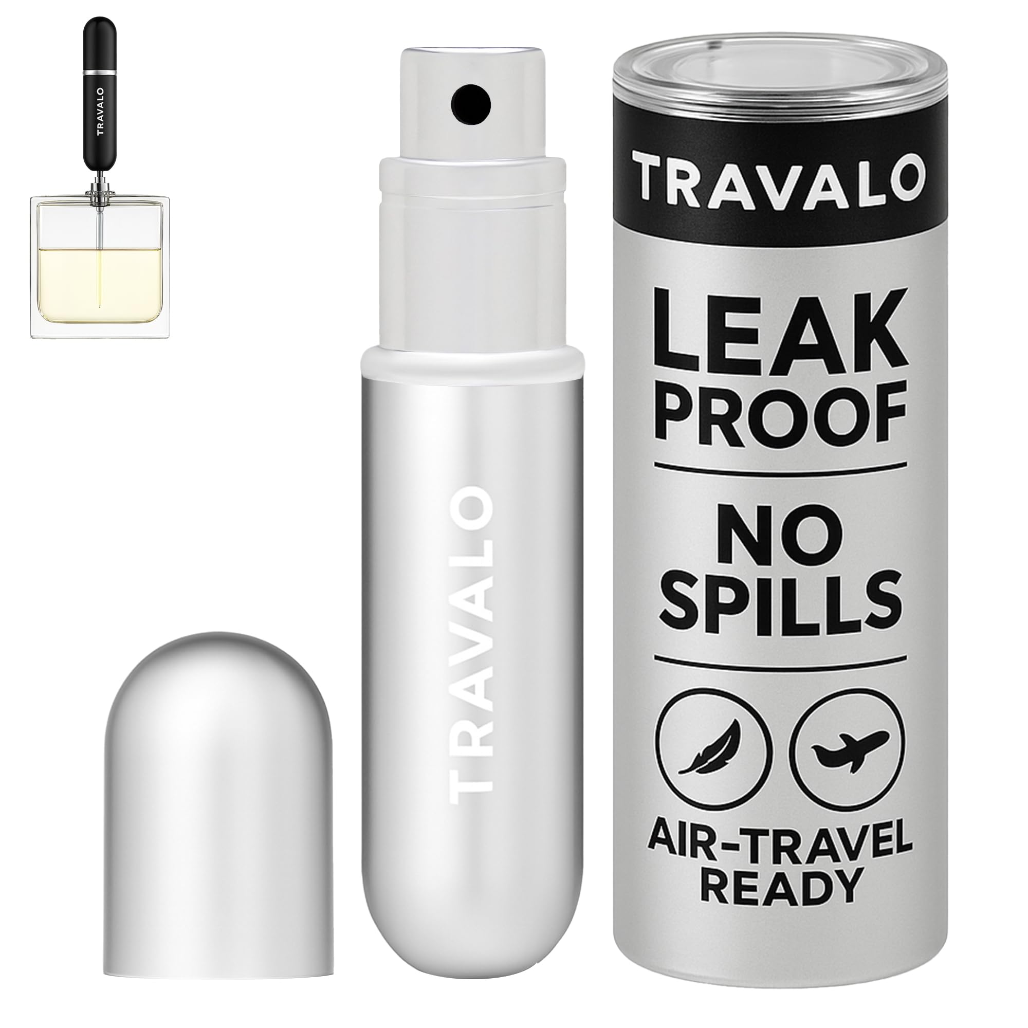 Travalo Classic HD atomizer front view shows compact travel-friendly design and leak protection.