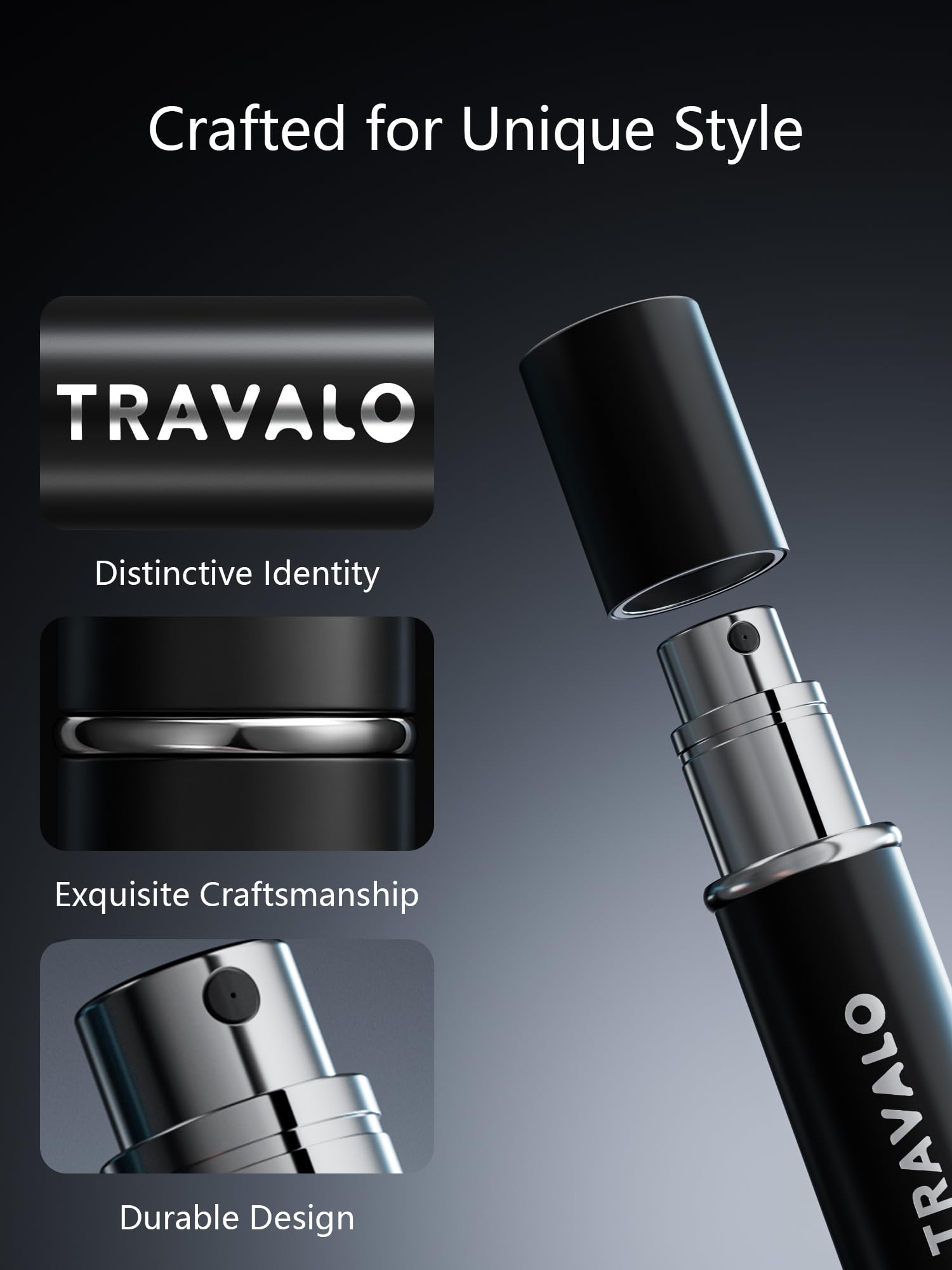 Travalo HD nozzle delivers fine mist for salon-like application.
