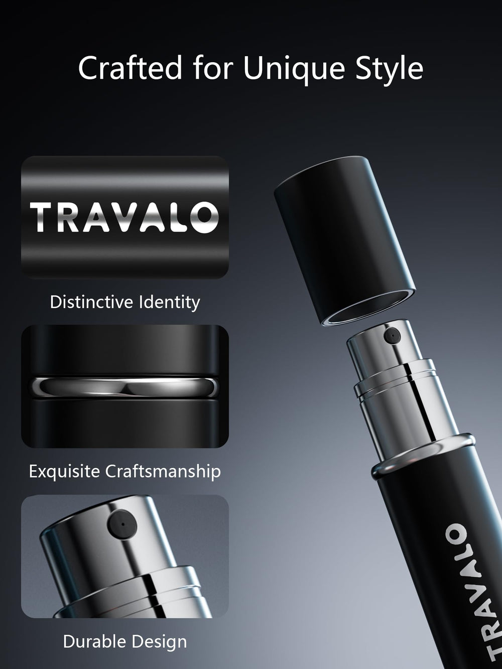 Travalo HD nozzle delivers fine mist for salon-like application.