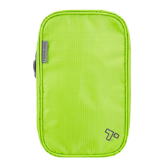 Travelon compact hanging toiletry kit closed shows organized pockets for quick packing.