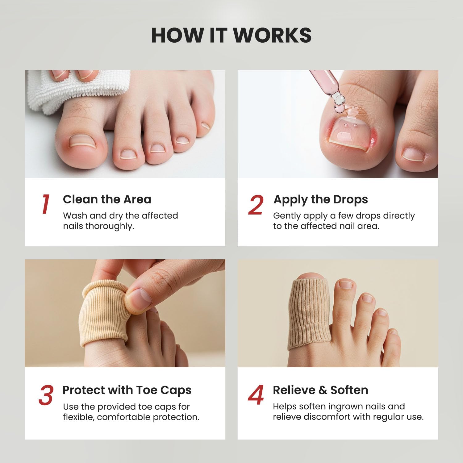 Treatonic before-after nail-softening scene showing ease of nail removal.
