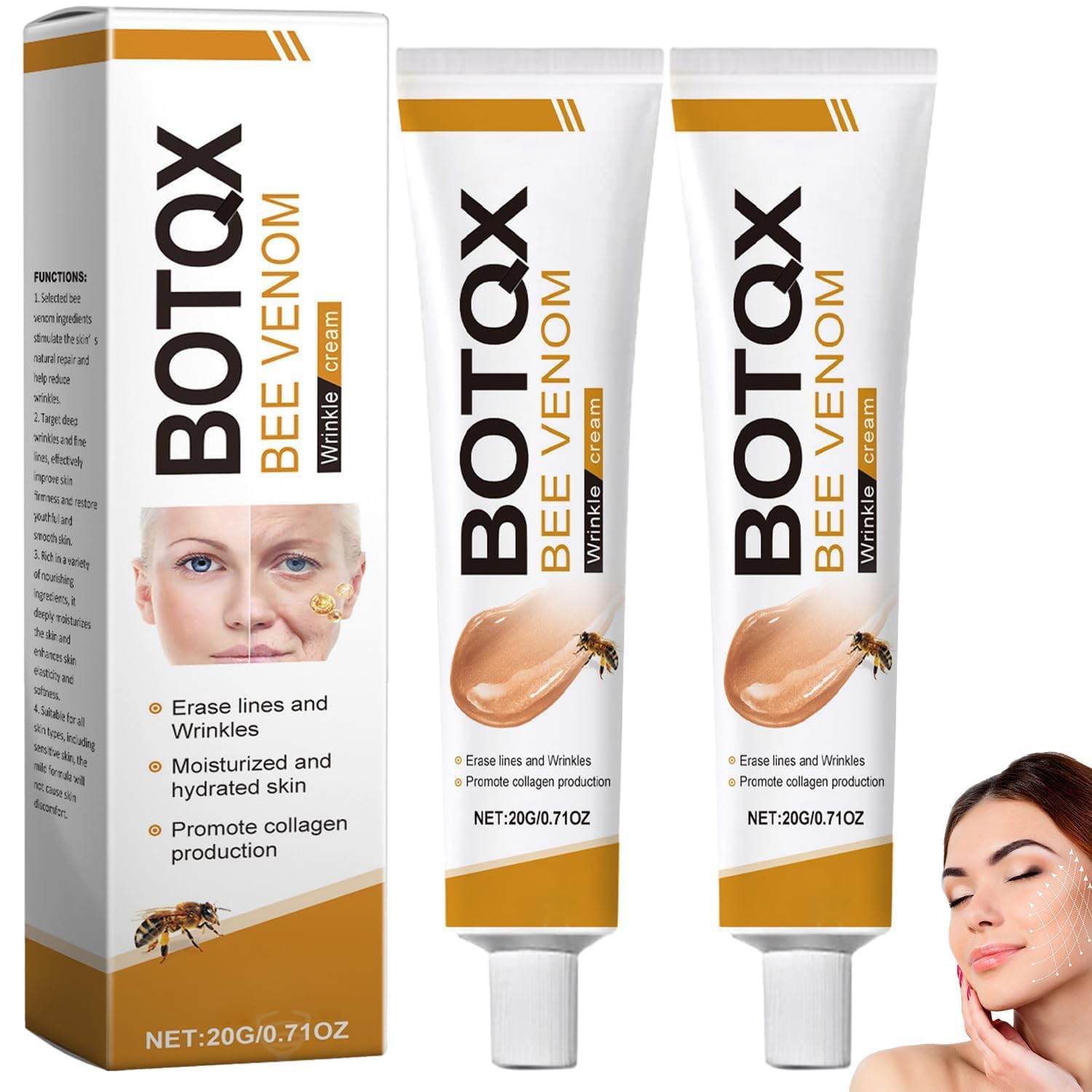 Treayes BOTO.X Bee Venom Cream bottle with smooth texture for anti-wrinkle care